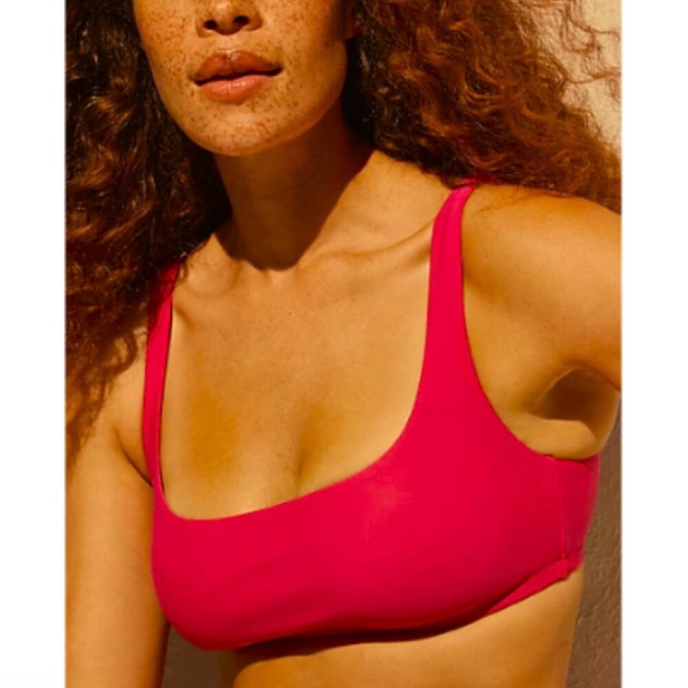 NWT J. Crew Heritage Scoopneck Bikini Top Red